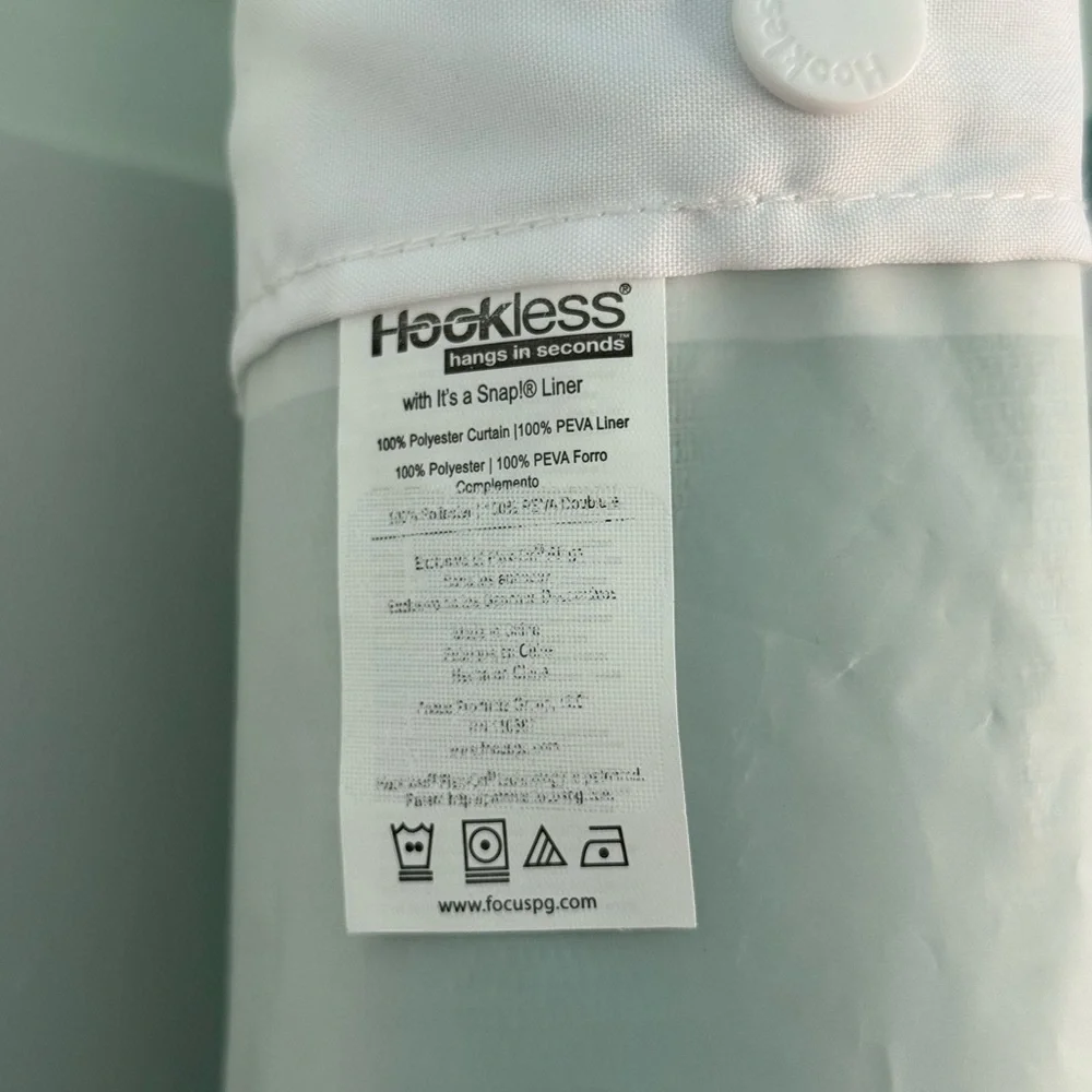 No Hooks Needed Linen Textured Shower Curtain Snap-in Fabric Liner Set 72”w x74L